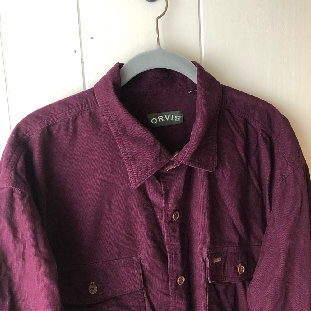 * ORVIS Maroon Ribbed L/S Men’s Button Down Size XL shirt